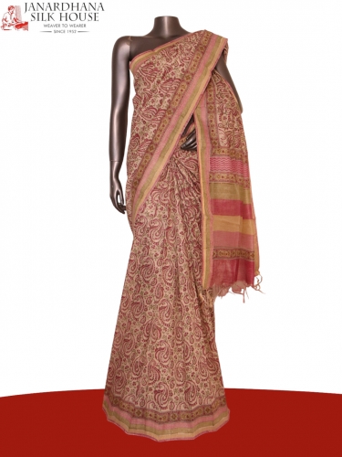 Pure Floral Paisley Tussar Silk Saree